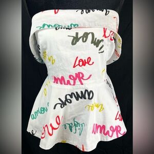 7th Avenue Love Language Cotton Tie Back Sleeveless Peplum Top | Size XL